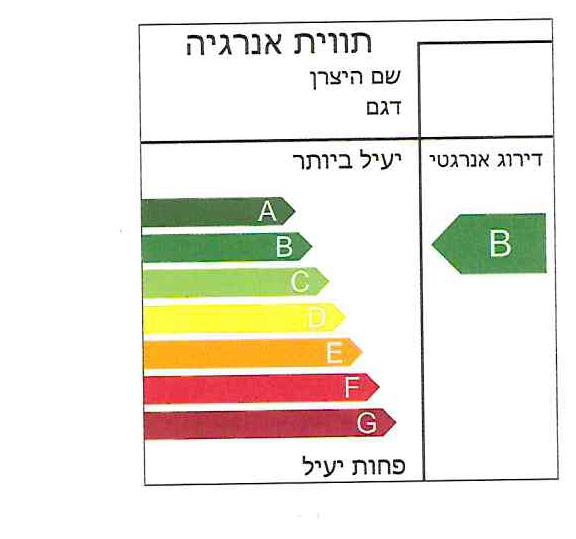 להלן דוגמא לקטע מתווית אנרגיה למזגן